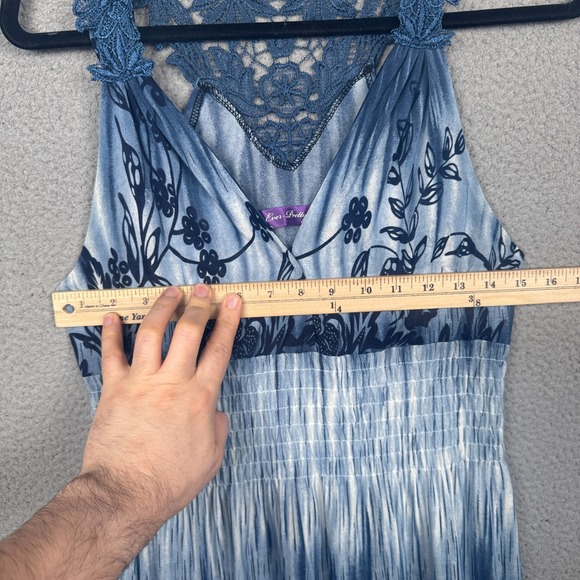 Ever Pretty Dress Women 8 Blue Floral Tie Dye Crochet Lace Fairy Hippie Babydoll - Picture 14 of 16